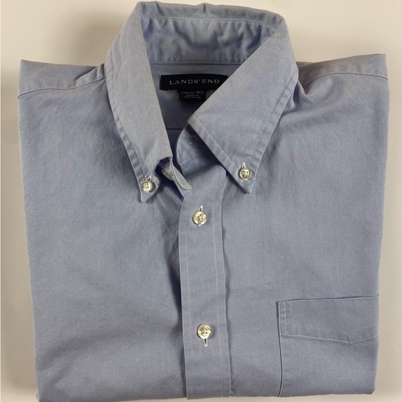 Lands’ End | Men’s Light Blue All Cotton Button Down L. Sleeve Shirt | 14.5-32 - Picture 2 of 9